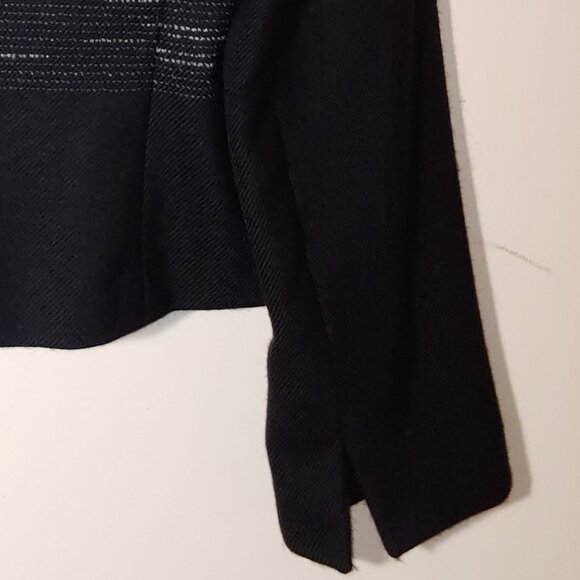 AKRIS PUNTO Wool Blazer Stand Collar Jacket Size 8 Black - Picture 10 of 10